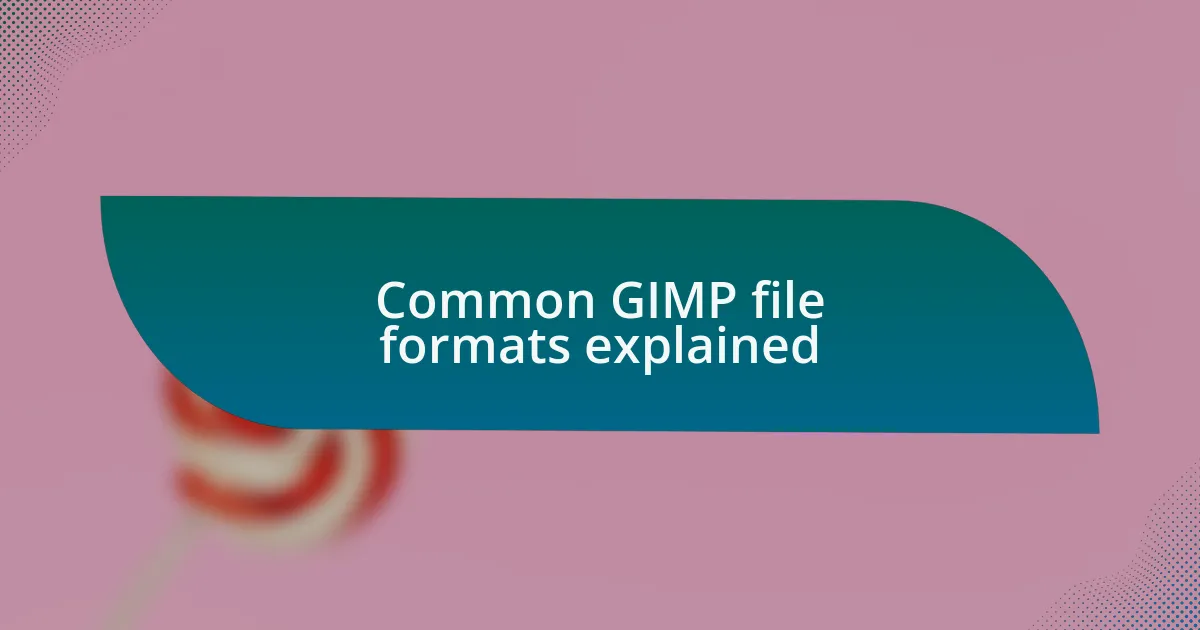 Common GIMP file formats explained