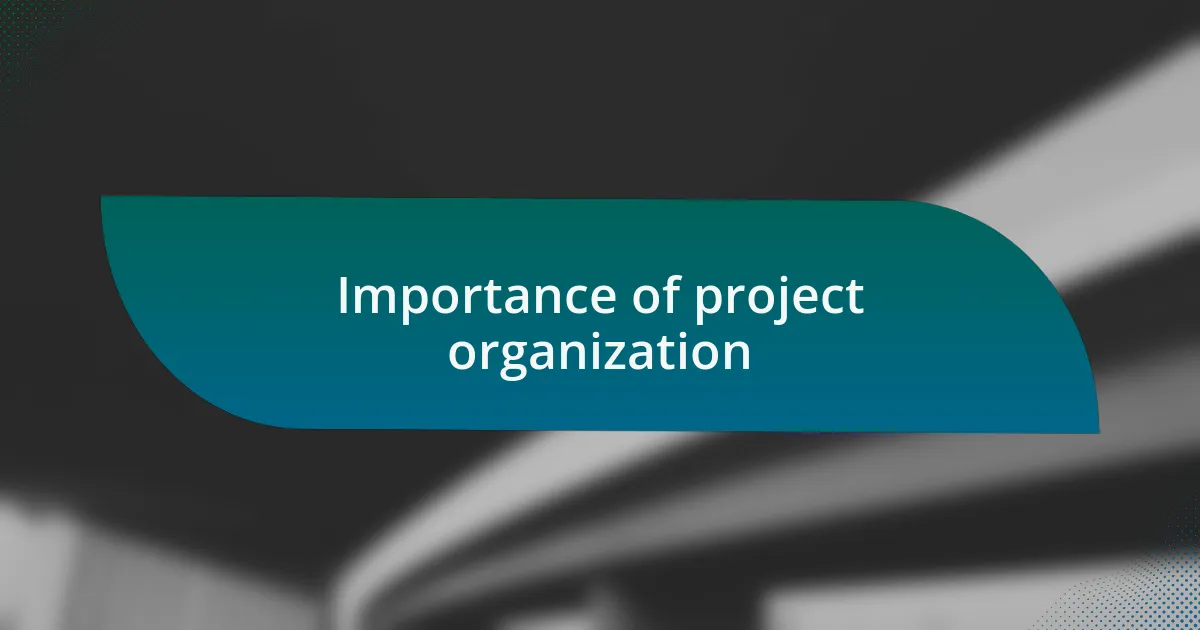 Importance of project organization