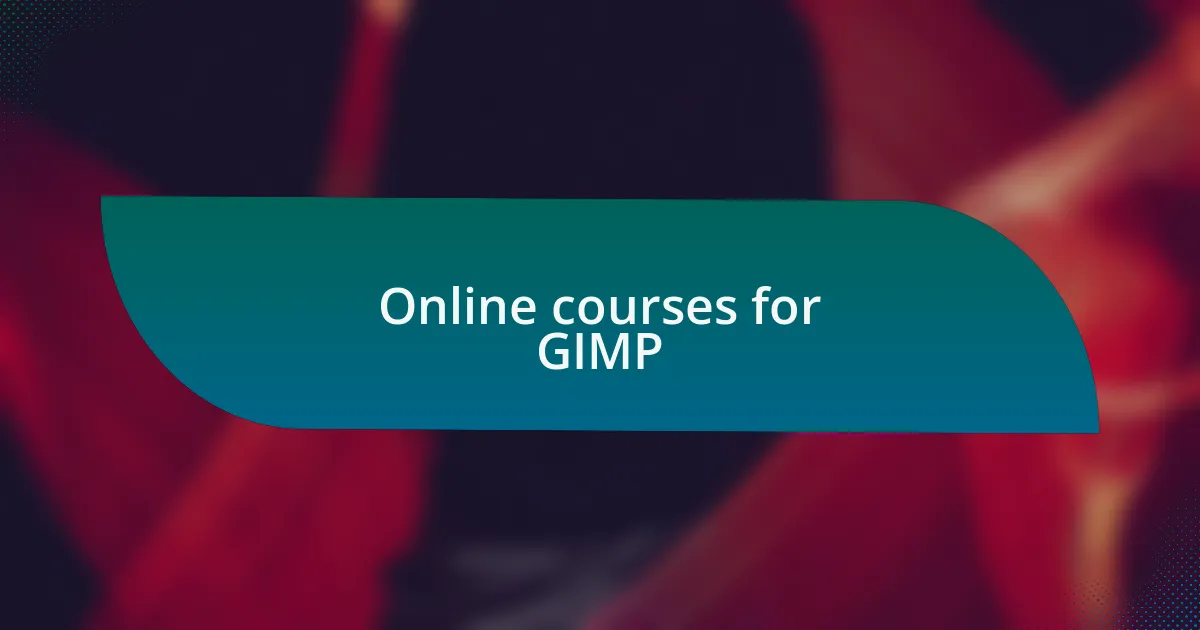 Online courses for GIMP