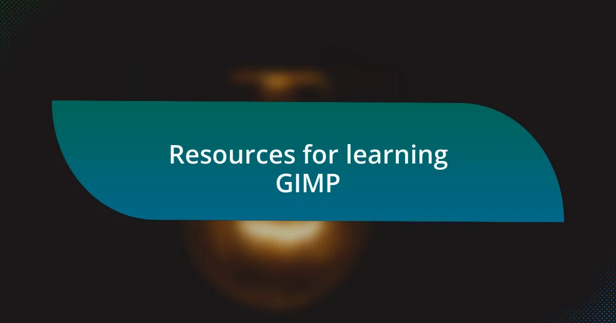 Resources for learning GIMP