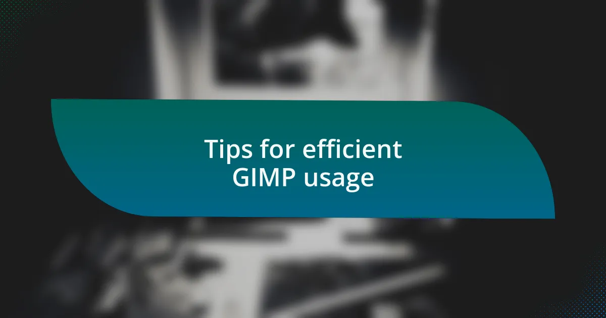 Tips for efficient GIMP usage