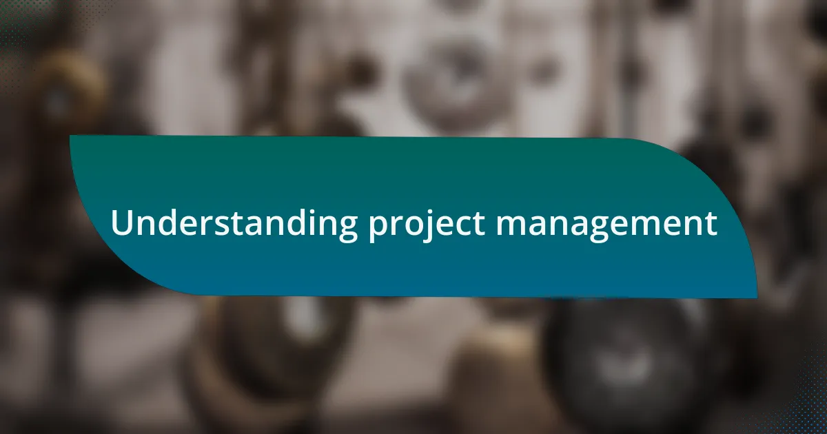 Understanding project management